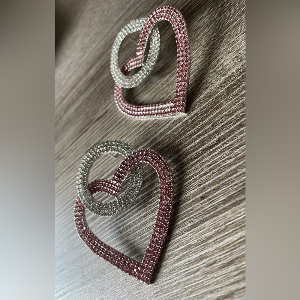 Heart rhinestones earrings - Picture 5 of 5